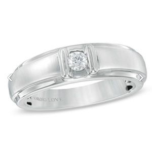 Vera Wang mens Dimond 14k white gold wedding band